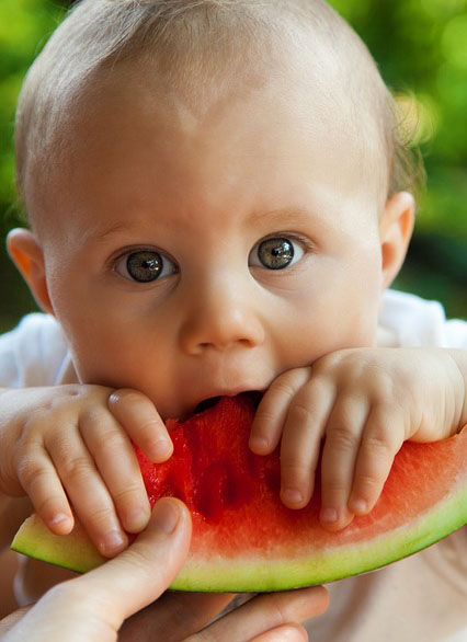baby and watermelon